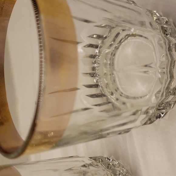Vintage Libbey Set of 4 clear rock glasses with gold band 22K gold trim - Picture 8 of 11